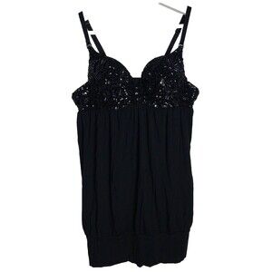 VTG Y2K Corset Babydoll Top Heavy Beading Going Out Dark Fairy Glam Whimsigoth